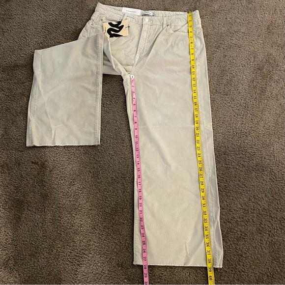 Anthropologie Corduroy Pants High Waist Cropped Straight Leg Size 33 Khaki NWT - Picture 10 of 10